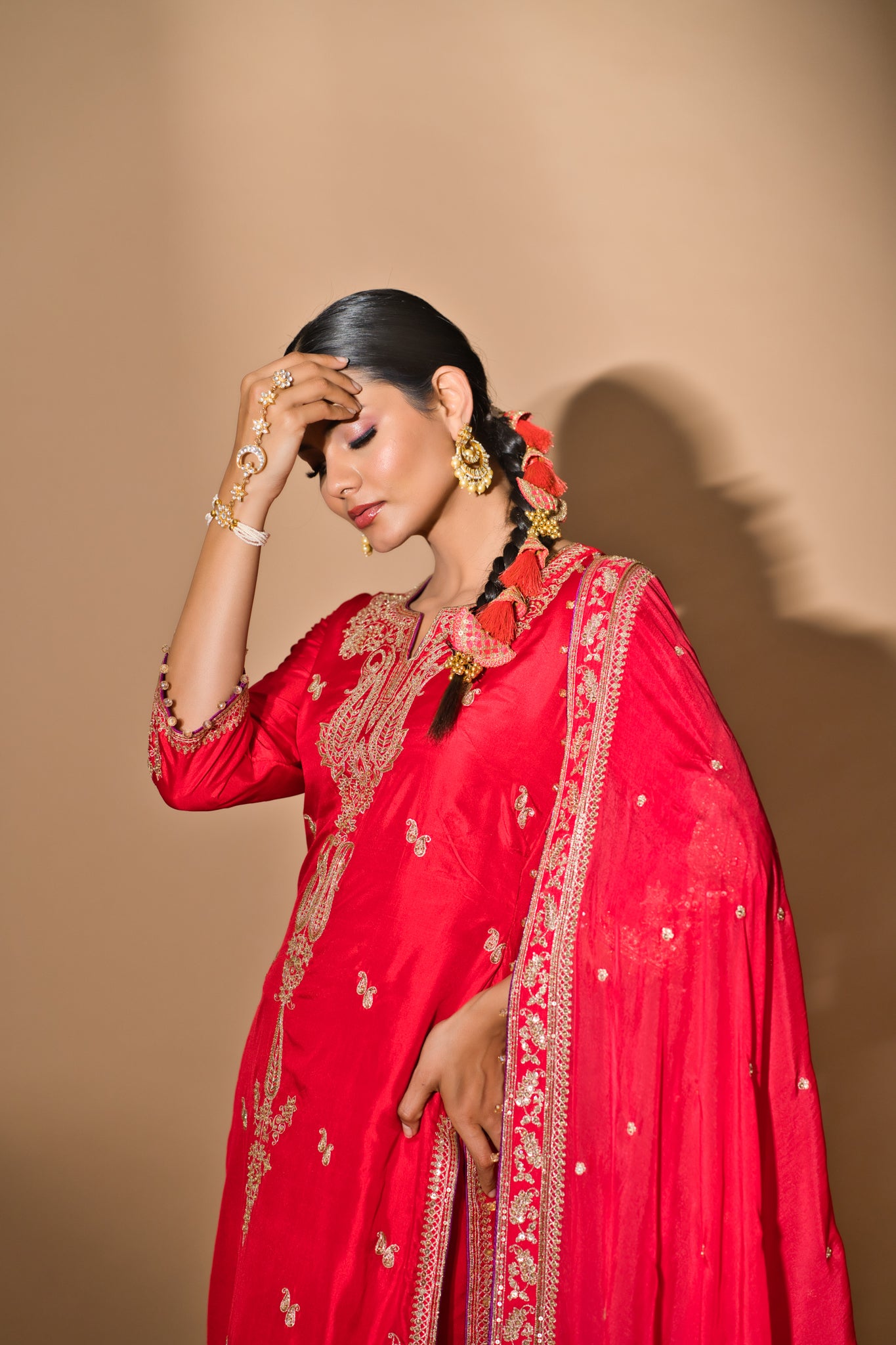 Khwabee- Red Straight Suit