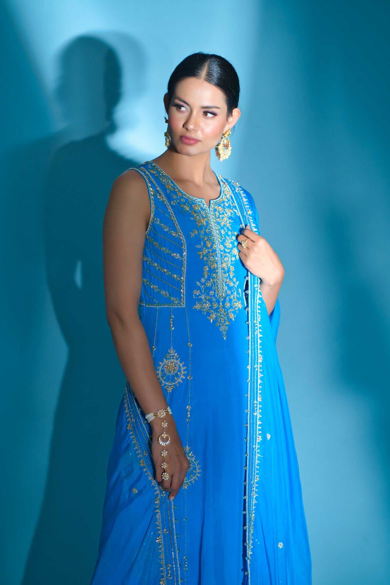seher- Sea blue anarkali set