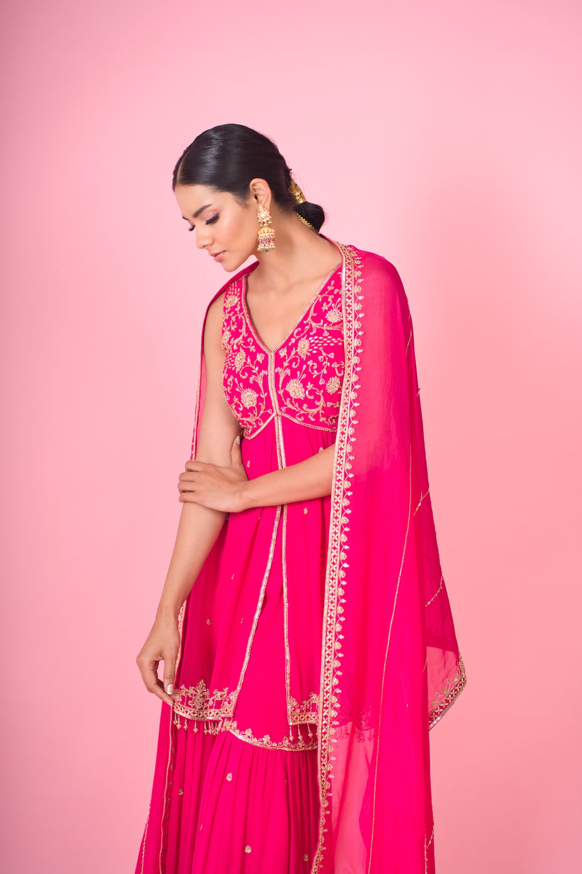 zuri- magenta pink sharara suit set