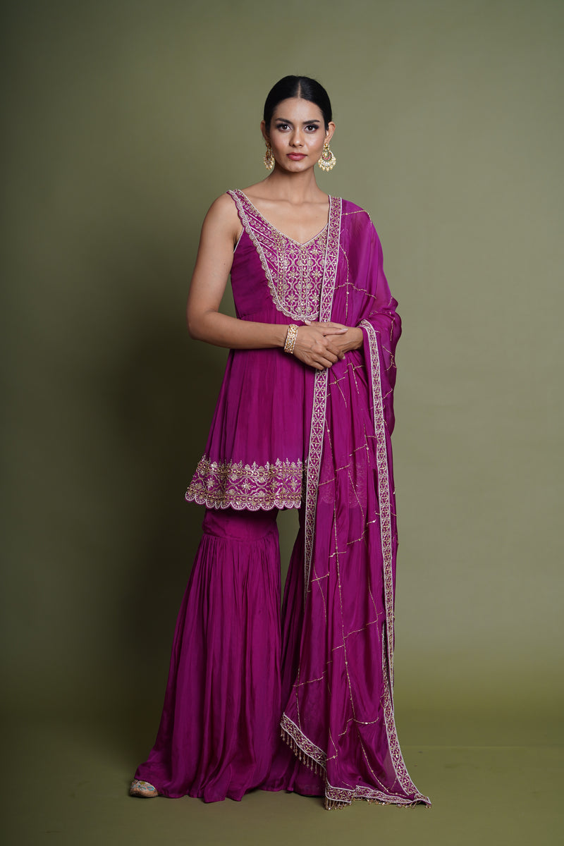 Inayat- Purpel Sharara Suit