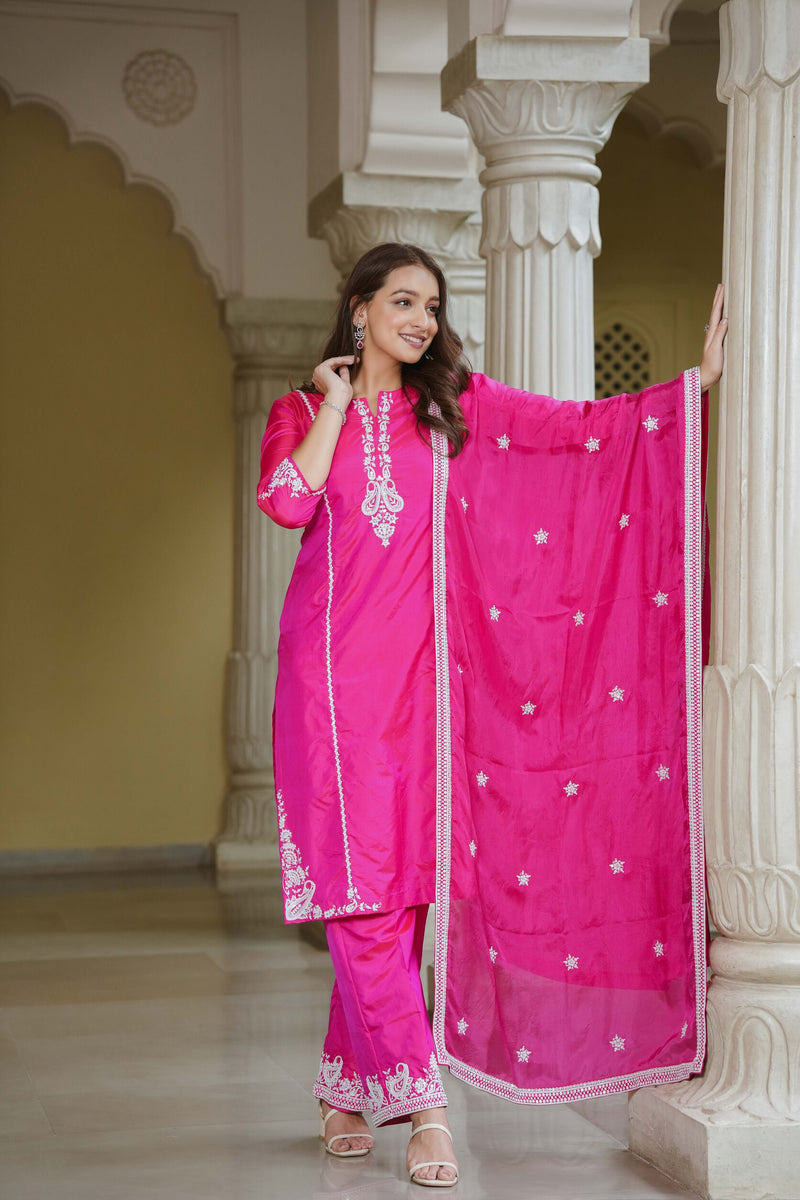 Magenta Pink Straight Suit