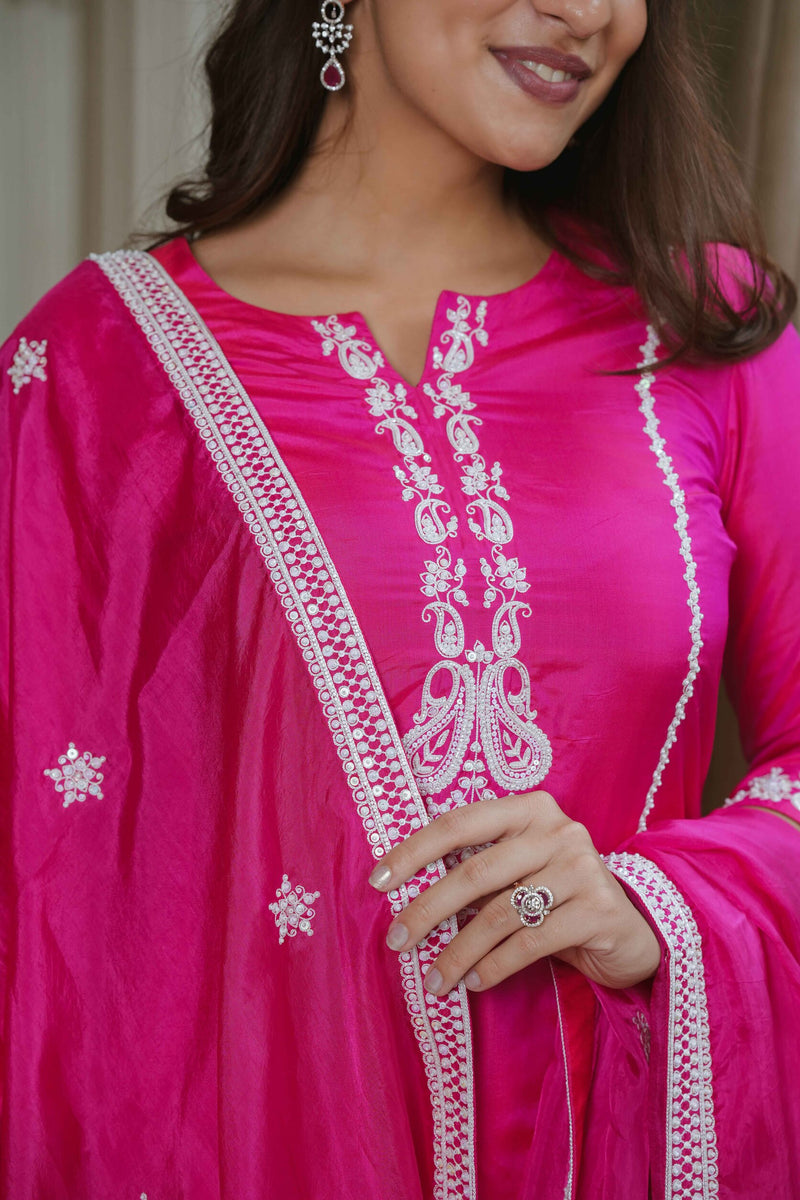 Magenta Pink Straight Suit