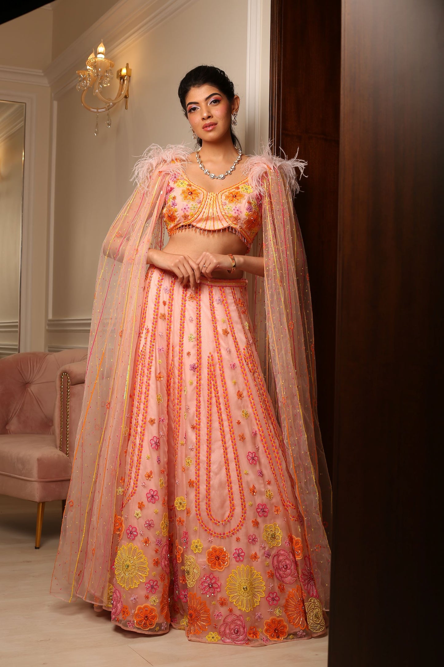 Peach Pearl Lehanga