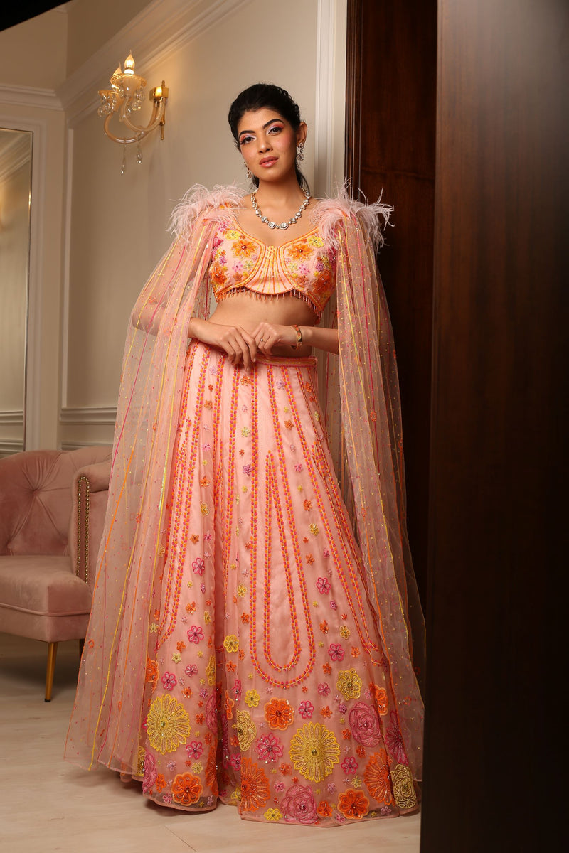 Peach Pearl Lehanga