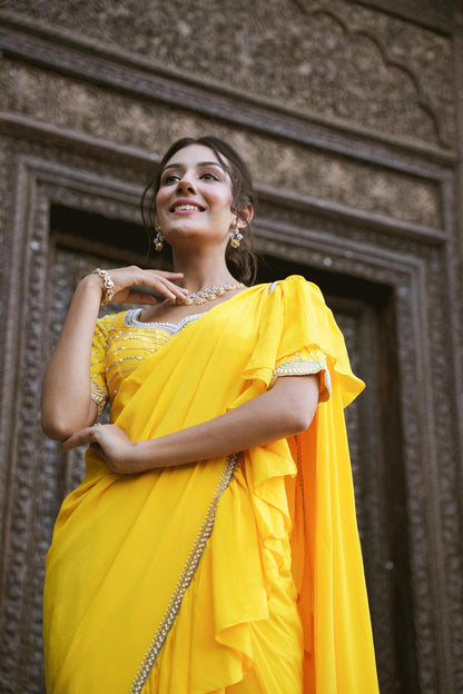 Sunrise Yellow Drape Saree