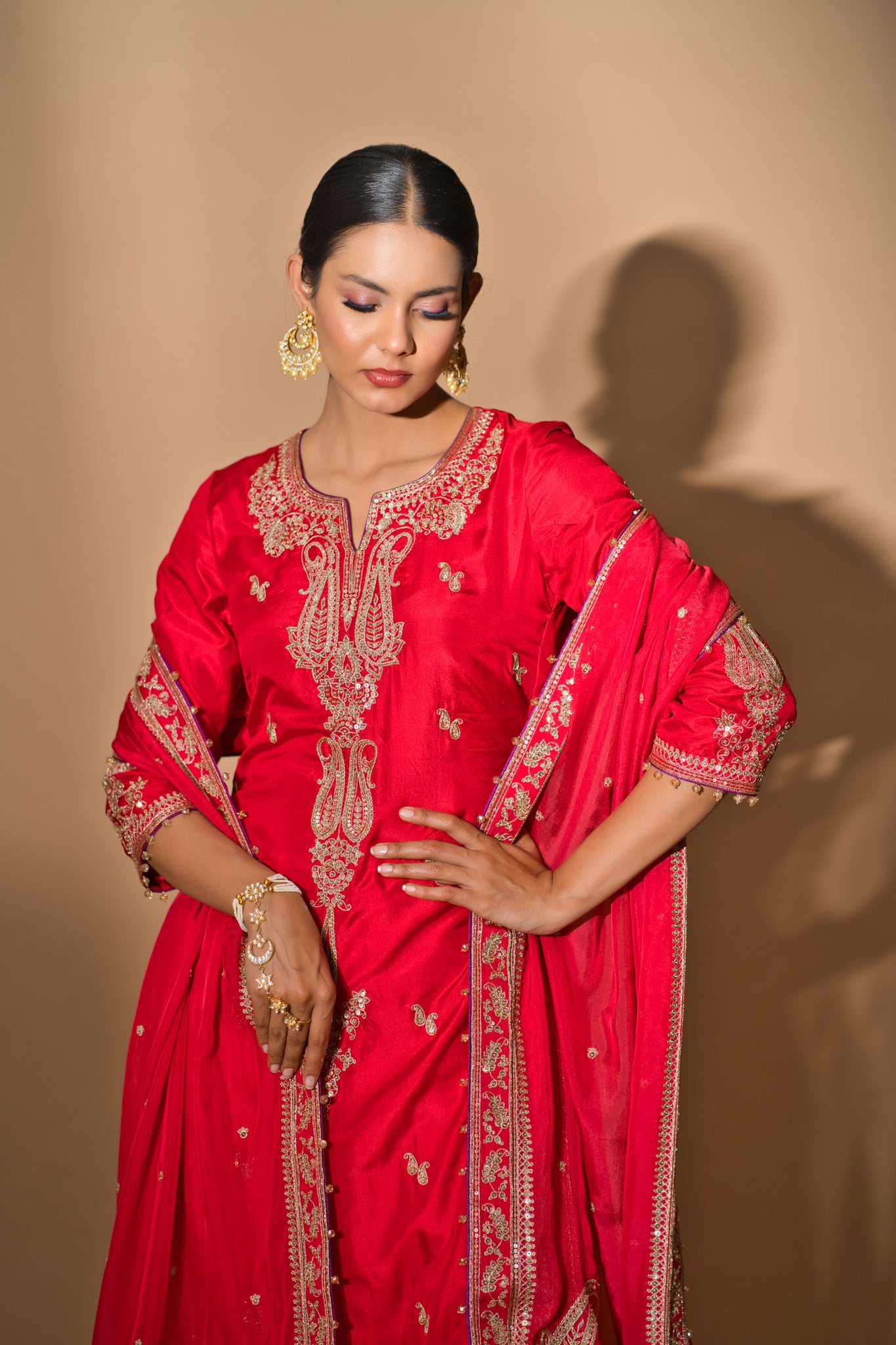 Khwabee- Red Straight Suit
