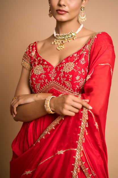 Khwabee- Red Anarkali Suit