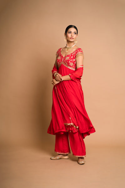 Khwabee- Red Anarkali Suit
