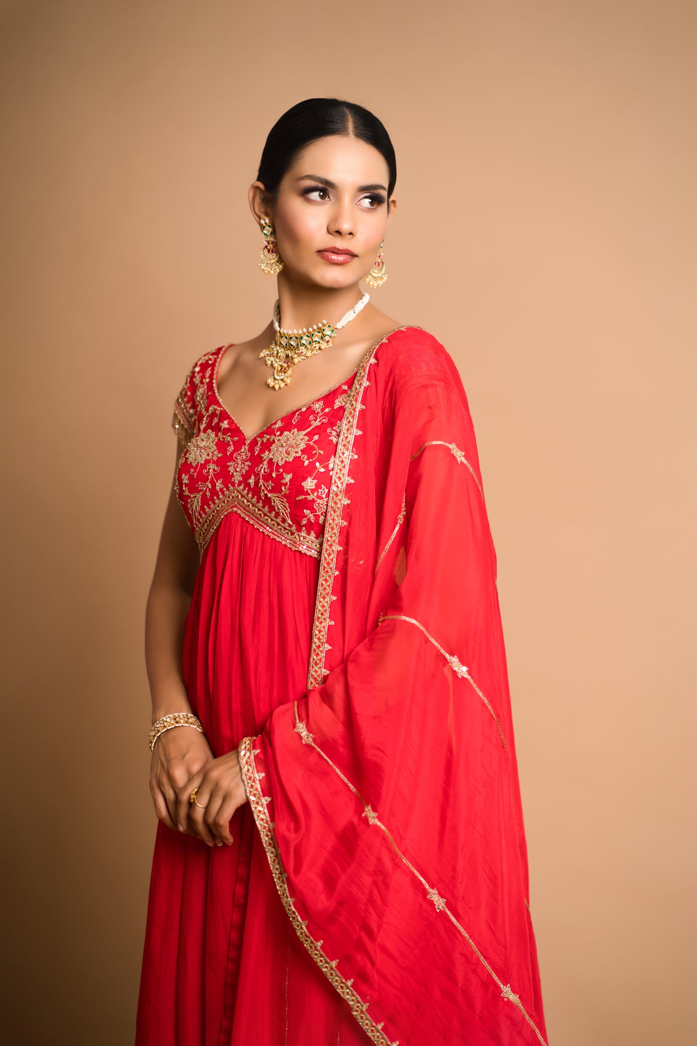Khwabee- Red Anarkali Suit