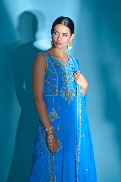 seher- Sea blue anarkali set