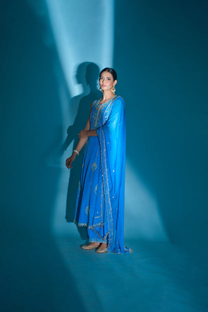 seher- Sea blue anarkali set
