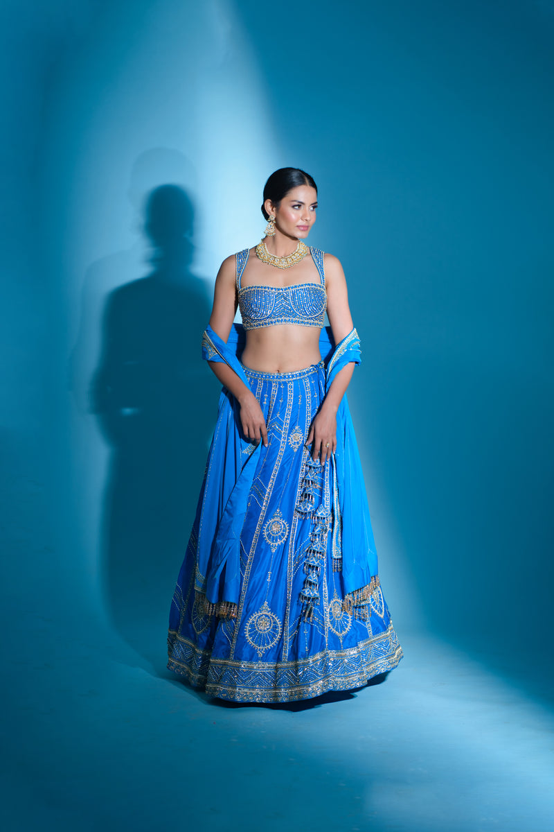 Seher- Sea Blue Lehnga Set