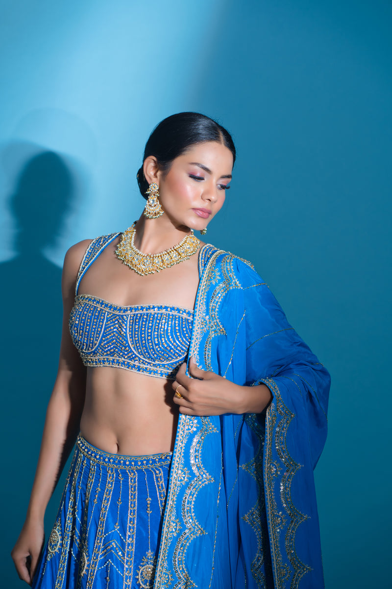 Seher- Sea Blue Lehnga Set