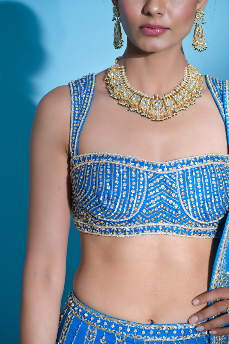 Seher- Sea Blue Lehnga Set