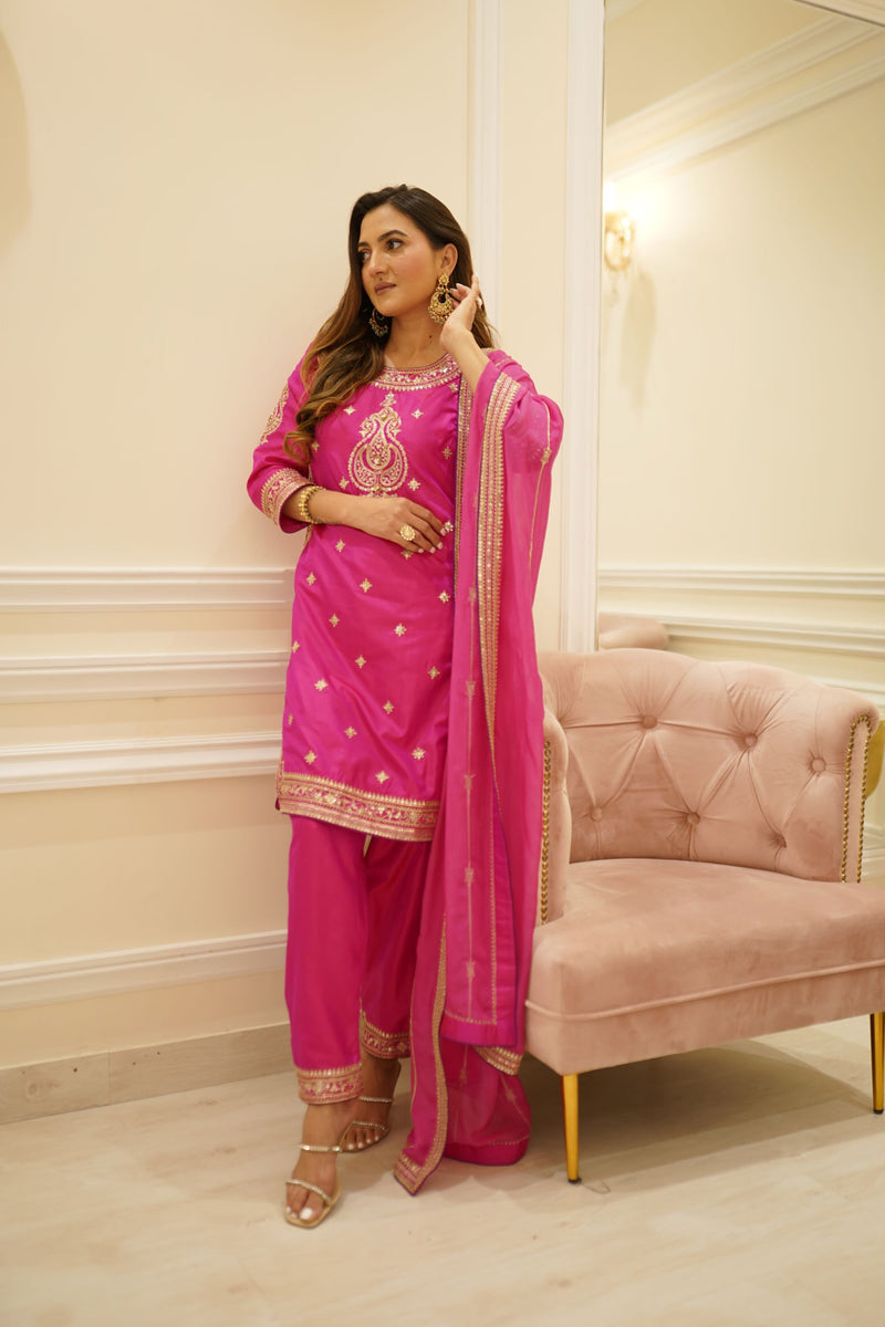 zuri- Magenta pink Straight Suit