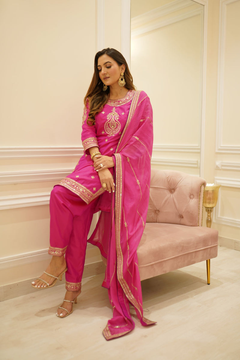 zuri- Magenta pink Straight Suit
