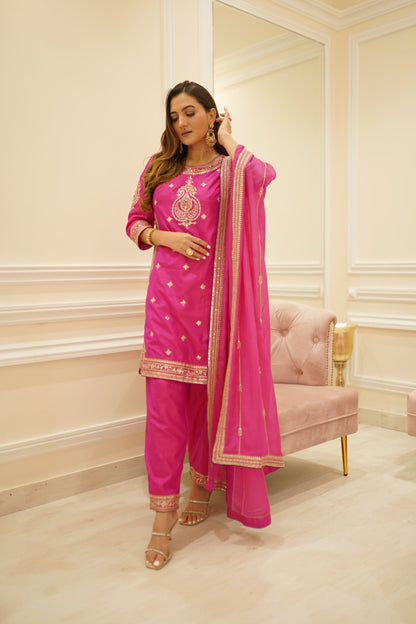zuri- Magenta pink Straight Suit