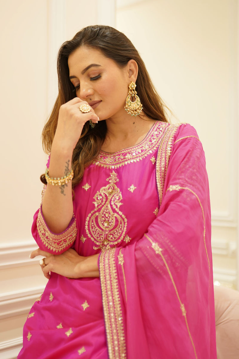 zuri- Magenta pink Straight Suit