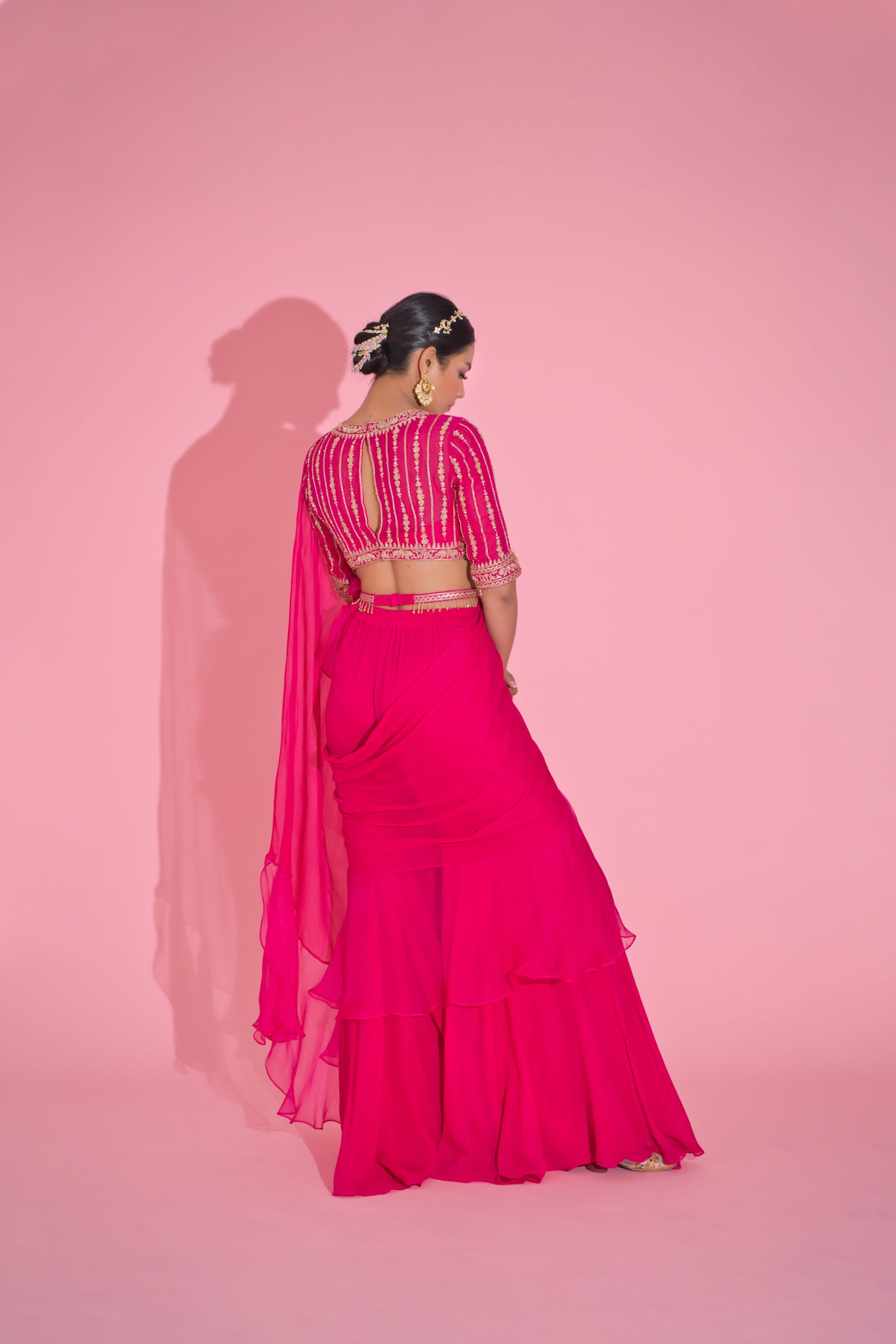 Zuri- Magenta Pink Drape Saree