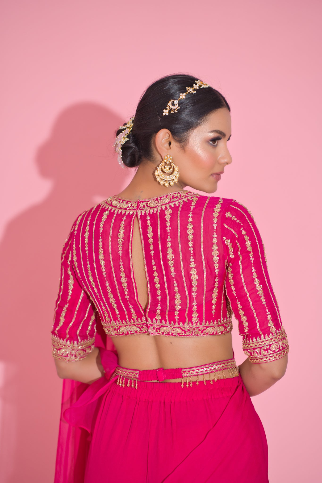 Zuri- Magenta Pink Drape Saree