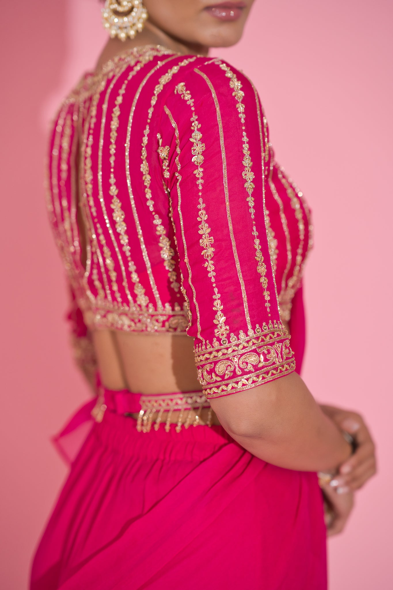 Zuri- Magenta Pink Drape Saree