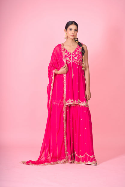 zuri- magenta pink sharara suit set