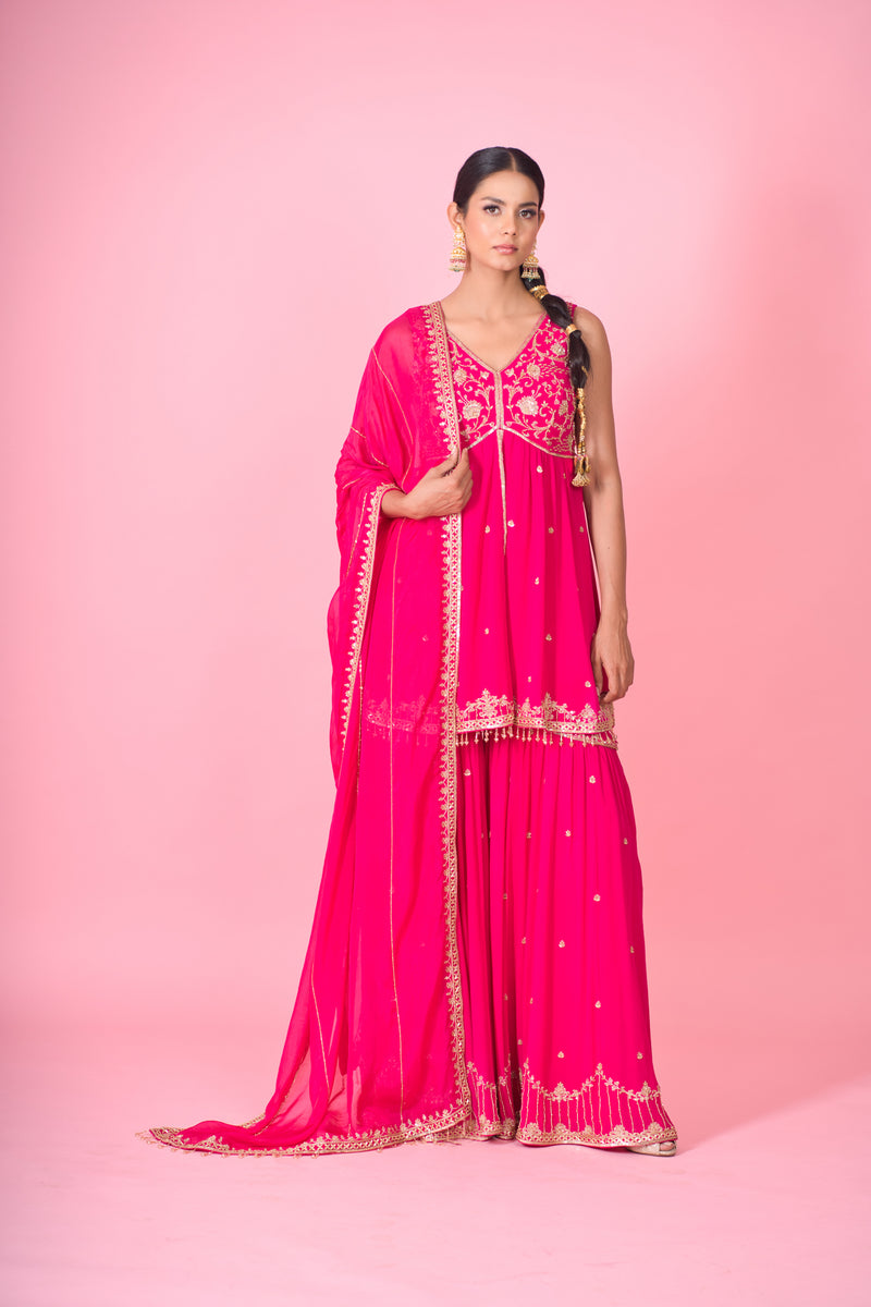 zuri- magenta pink sharara suit set