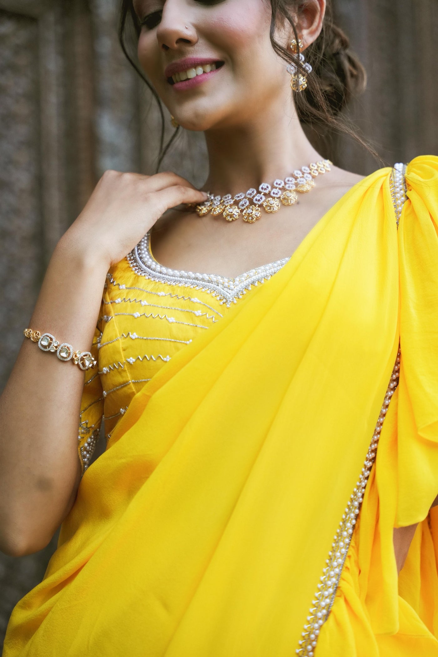 Wearing a Yellow Saree for Saraswati Puja Festival | Lashkaraa